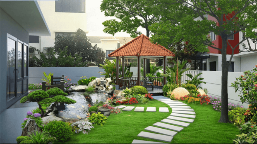 thiết kế sân vườn biệt thự