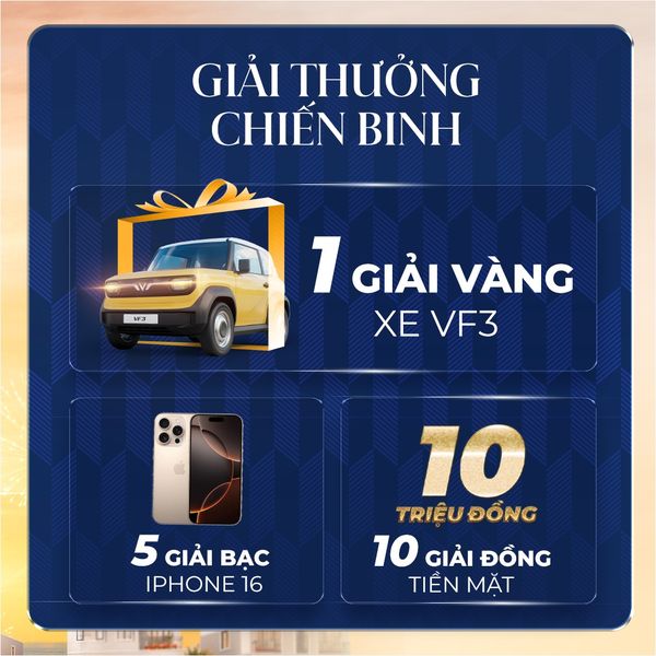 Giải thưởng chiến binh cuộc thi "Chinh phục đỉnh cao - rinh quà đỉnh chóp" của Vinhomes Royal Island Hải Phòng