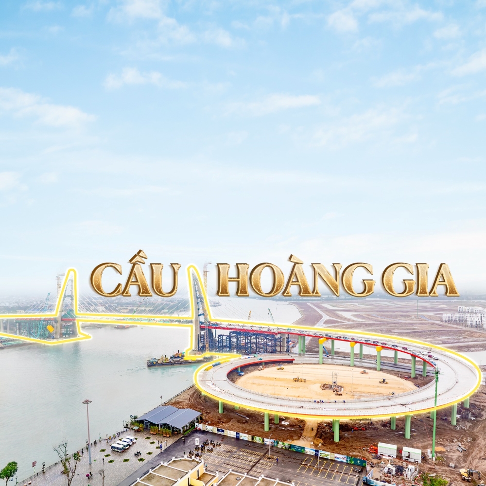 Tiến độ xây dựng Vinhomes Royal Island trong tháng 3/2025: Cầu Hoàng Gia