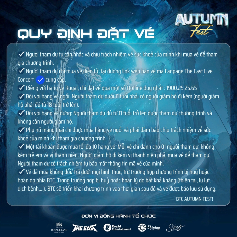 Các quy định khi đặt vé sự kiện Autumn Fest Vũ Yên