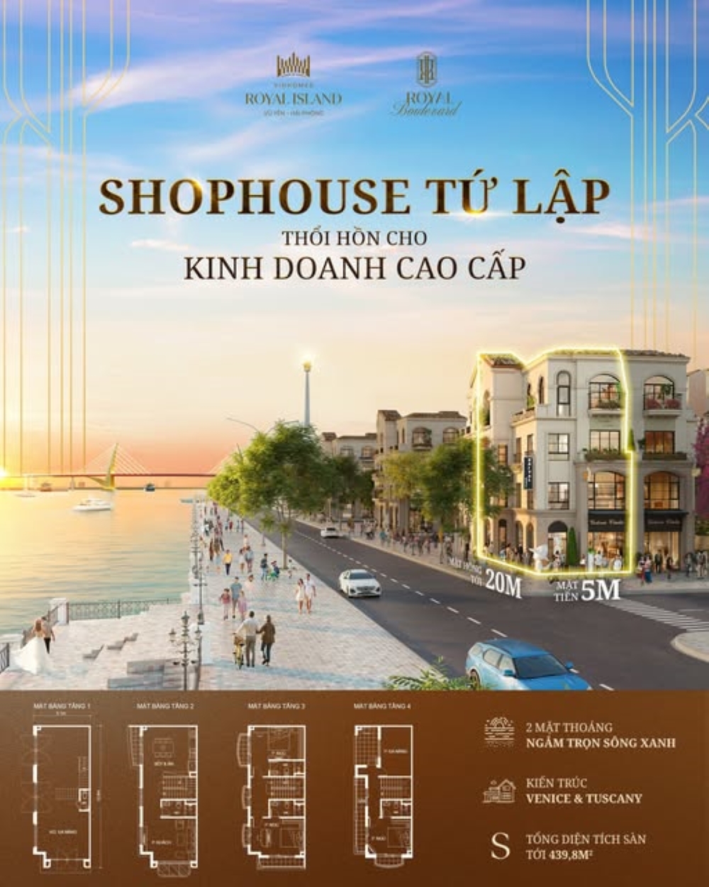 Tiềm năng khai thác và cấu trúc giá trị bền vững của Shophouse tứ lập Royal Boulevard